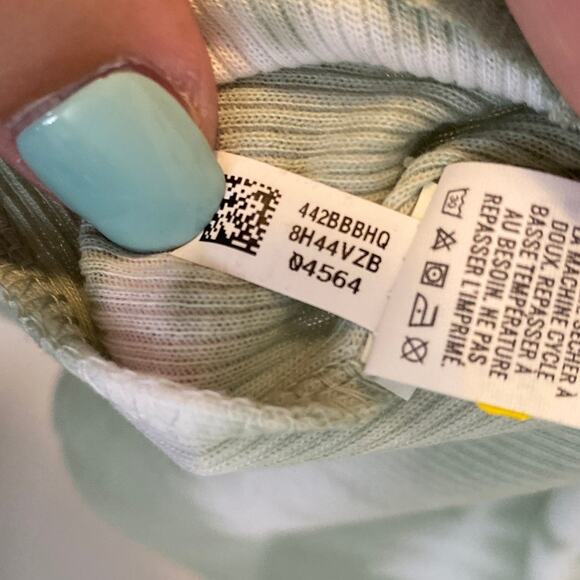 Aerie NWT Light Green White Tie Dye Stripe High Neck Ribbed Muscle Tank Top XL - Picture 9 of 10